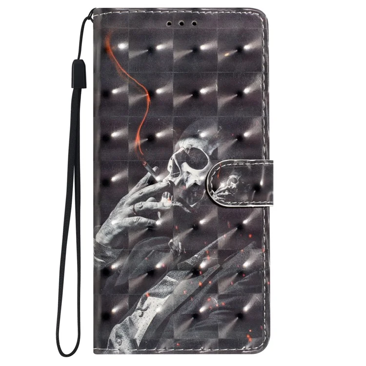 Para el caso de Oppo A78 4G, funda de piel PU con cierre magnético Patrón 3D Cubierta de teléfono - Esqueleto de fumar