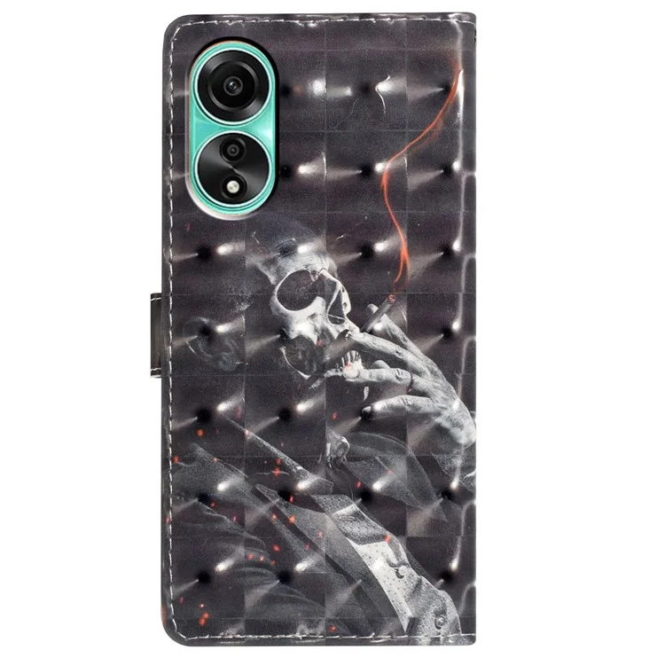 Para el caso de Oppo A78 4G, funda de piel PU con cierre magnético Patrón 3D Cubierta de teléfono - Esqueleto de fumar