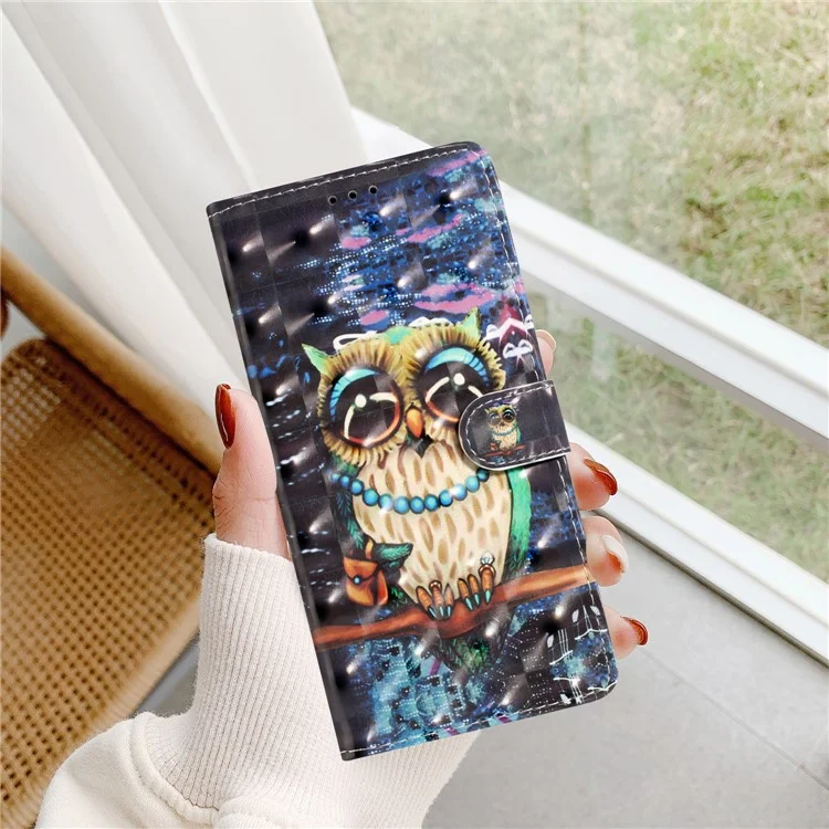 Para Oppo Reno10 5G (Global) / Reno10 Pro 5G (Global) Funda de piel sintética con impresión de patrón 3D - Búho