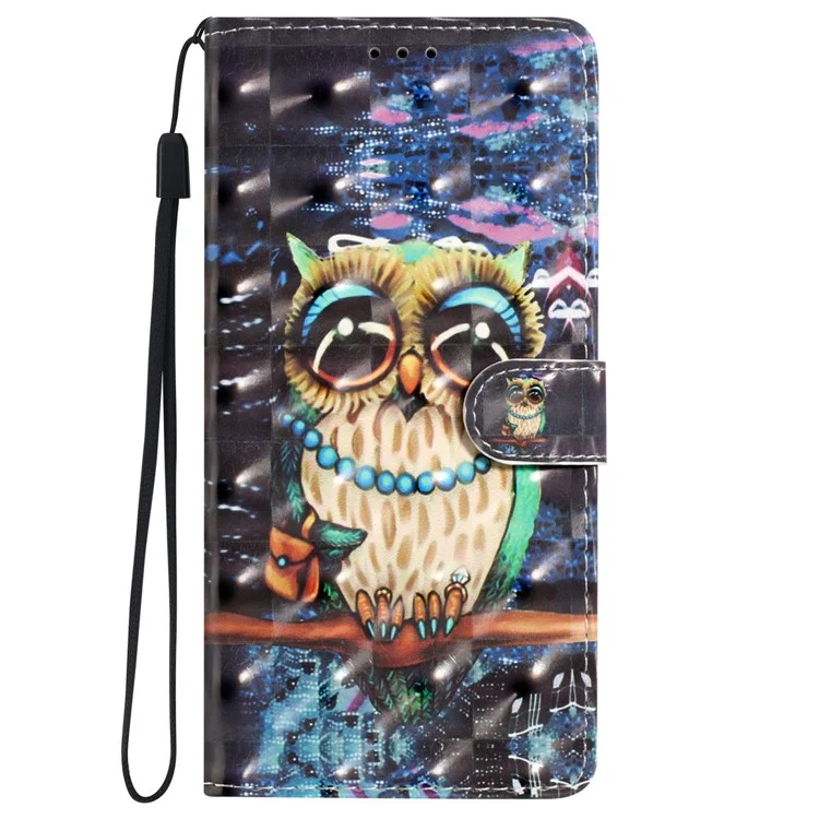 Para Oppo Reno10 5G (Global) / Reno10 Pro 5G (Global) Funda de piel sintética con impresión de patrón 3D - Búho