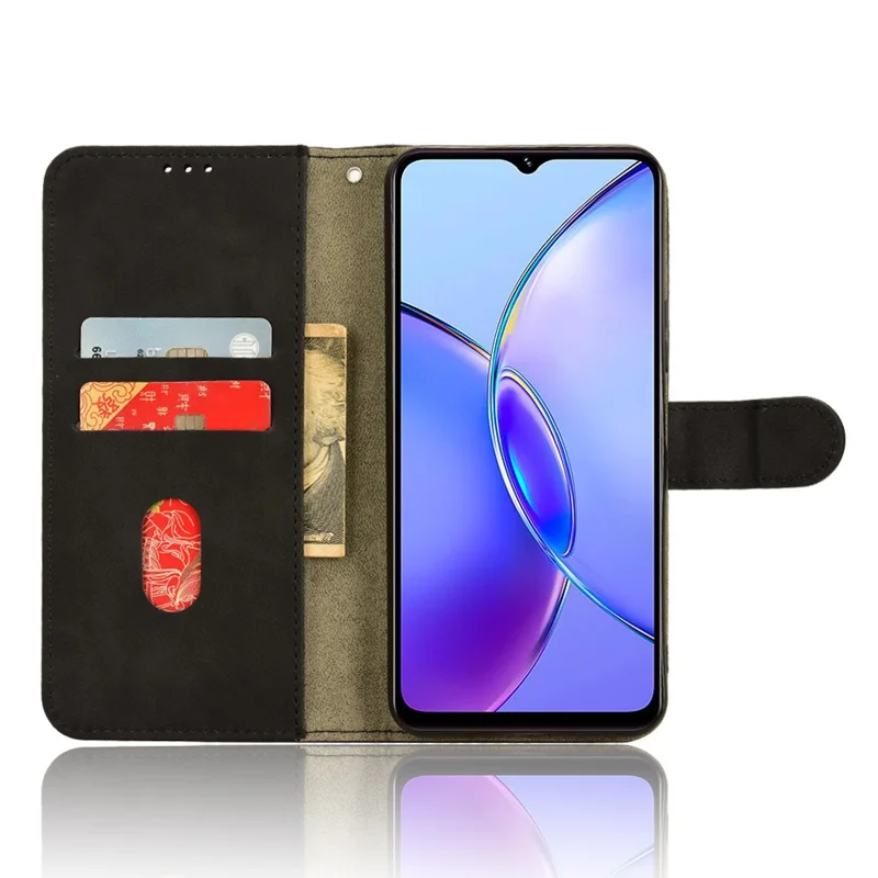 Für vivo Y17s 4G Case Anti-Drop PU-Lederabdeckung mit Geldbörse - Schwarz