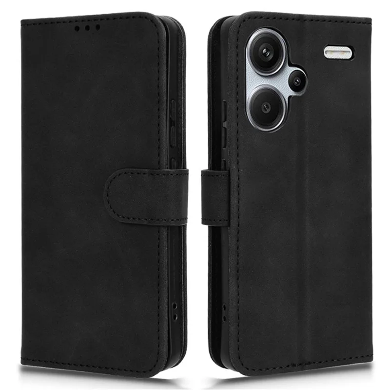 For Xiaomi Redmi Note 13 Pro+ 5G Case Skin-touch Leather Phone Cover - Black