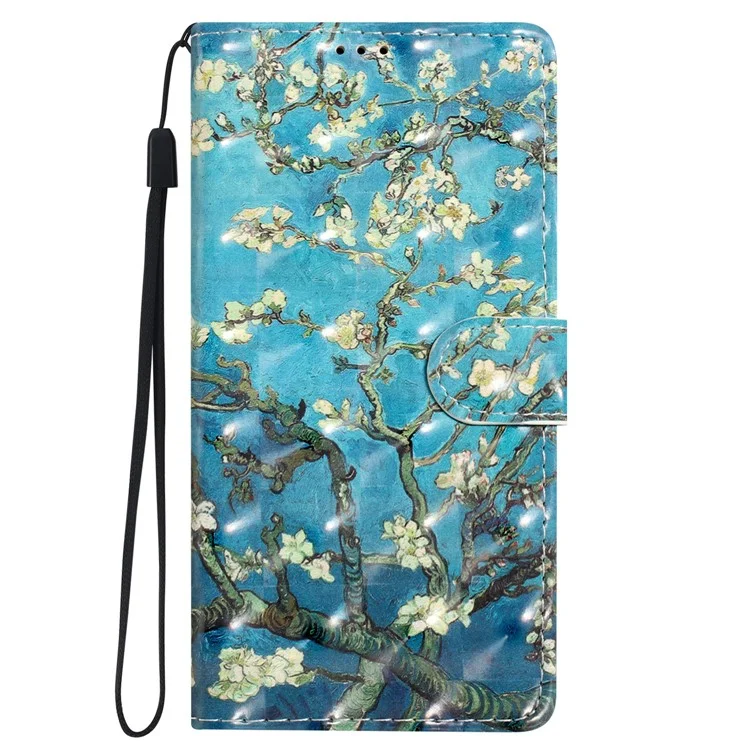Per Oppo A54 5G / A74 5G / A93 5G Custodia in Pelle PU con Motivo 3D - Fiore di Albicocca
