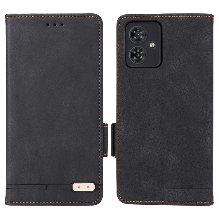 Per Motorola Moto G54 5G Custodia PU Leather Wallet Hardware Decor Cover - Nero