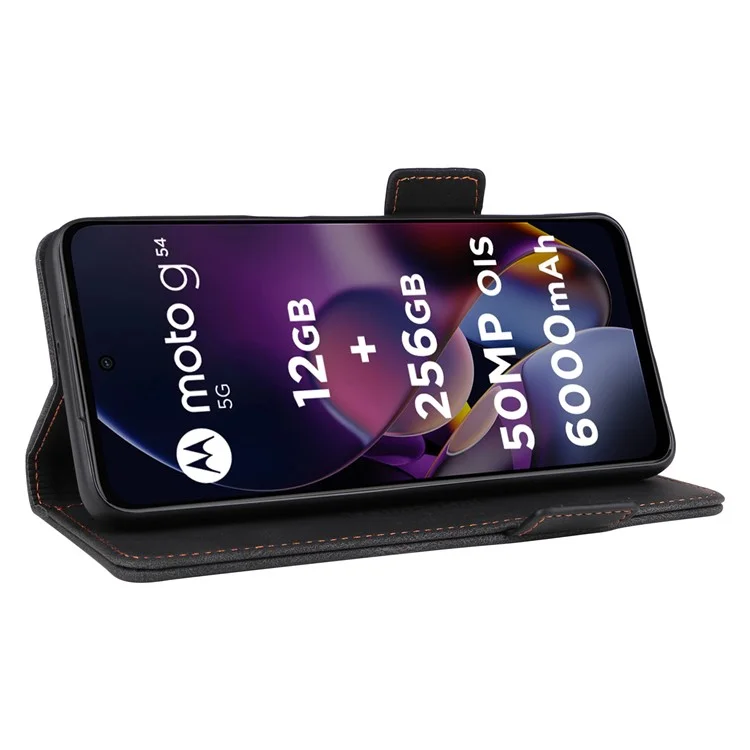 Per Motorola Moto G54 5G Custodia PU Leather Wallet Hardware Decor Cover - Nero