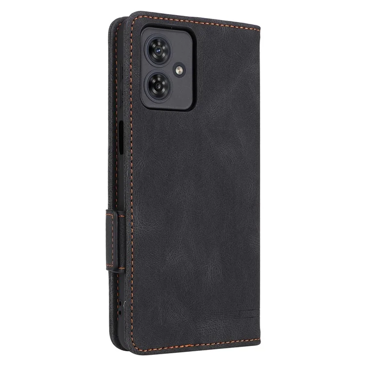 Per Motorola Moto G54 5G Custodia PU Leather Wallet Hardware Decor Cover - Nero