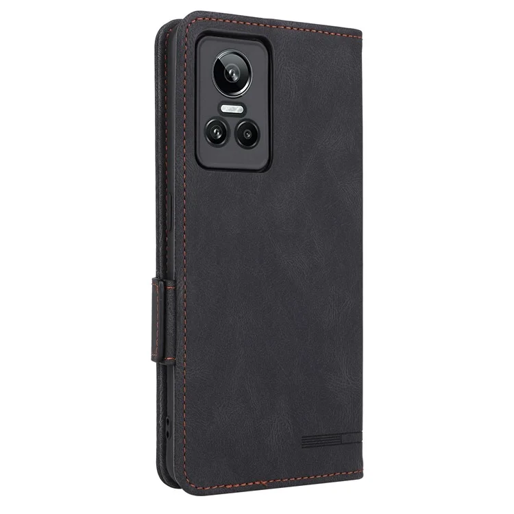 Für Realme GT Neo 3 5G Hülle Hardware Dekor Magnetischer Verschluss Lederabdeckung - Schwarz