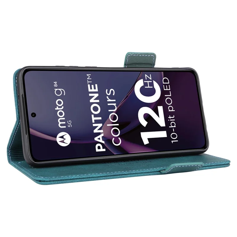 For Motorola Moto G84 5G Case Wallet Hardware Decor Phone Leather Cover - Blue