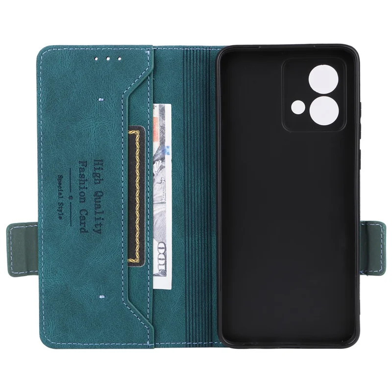 For Motorola Moto G84 5G Case Wallet Hardware Decor Phone Leather Cover - Blue