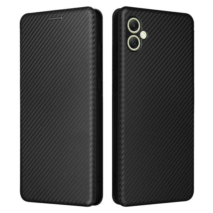 Para Samsung Galaxy A05 4G Case Carbon Fiber Texture Leather Phone Cover - Preto