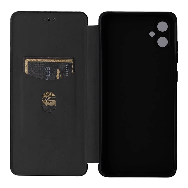 Para Samsung Galaxy A05 4G Case Carbon Fiber Texture Leather Phone Cover - Preto