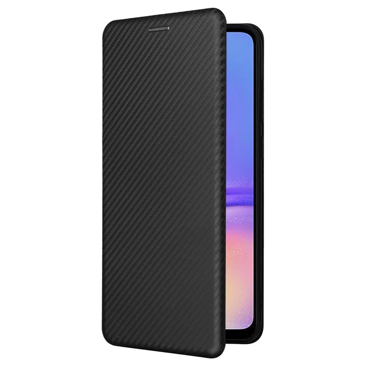 Para Samsung Galaxy A05 4G Case Carbon Fiber Texture Leather Phone Cover - Preto