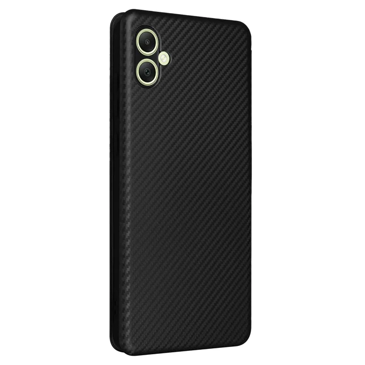 Para Samsung Galaxy A05 4G Case Carbon Fiber Texture Leather Phone Cover - Preto