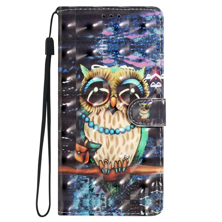 For Sony Xperia 5 V Leather Case Wallet Phone Cover with 3D Pattern Printing - Owl