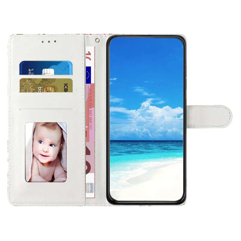 For Sony Xperia 5 V Leather Case Wallet Phone Cover with 3D Pattern Printing - Pink Blue Marble