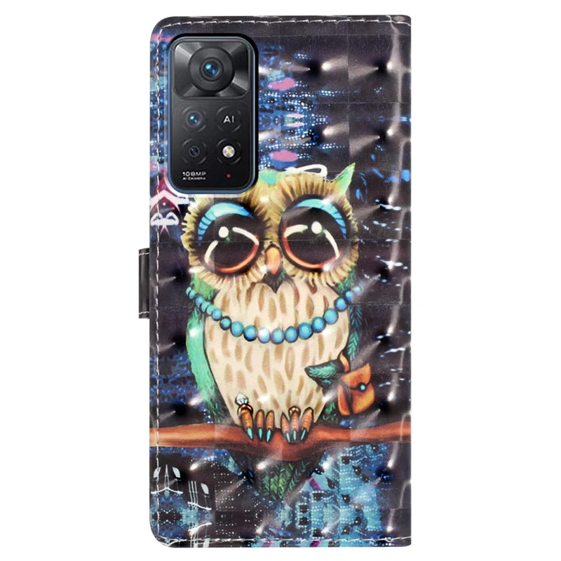 Phone Cover for Xiaomi Redmi Note 11 Pro 4G (Mediatek) / Note 11 Pro 5G (Qualcomm) / Note 12 Pro 4G Case with Wallet Stand - Owl