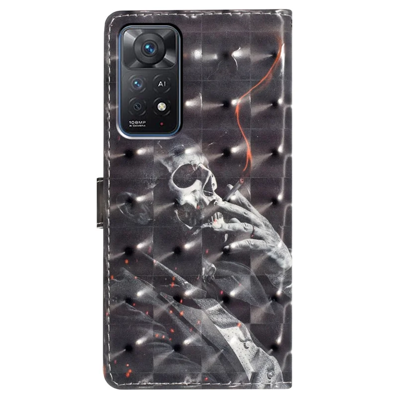 Phone Cover for Xiaomi Redmi Note 11 Pro 4G (Mediatek) / Note 11 Pro 5G (Qualcomm) / Note 12 Pro 4G Case with Wallet Stand - Smoking Skeleton