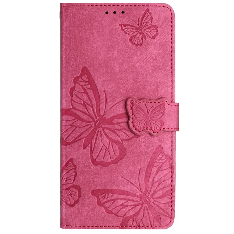 For Oppo A38 4G / A18 4G Cover Butterfly Imprinted Leather Skin-touch Phone Wallet Case - Rose