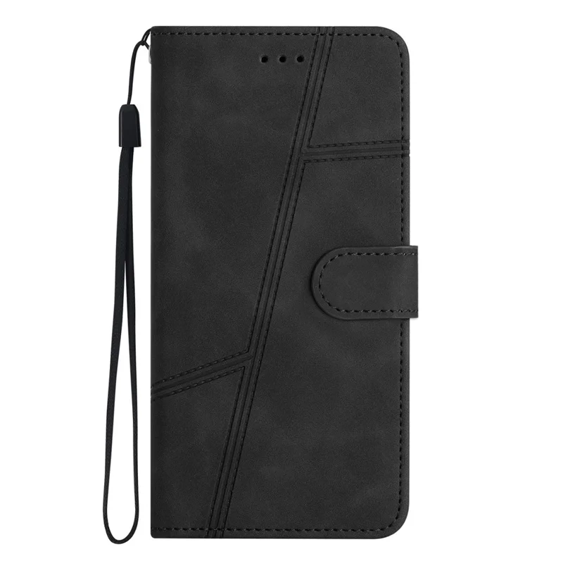 For Oppo A38 4G / A18 4G Case Lines Imprinted PU Leather Wallet Cover - Black