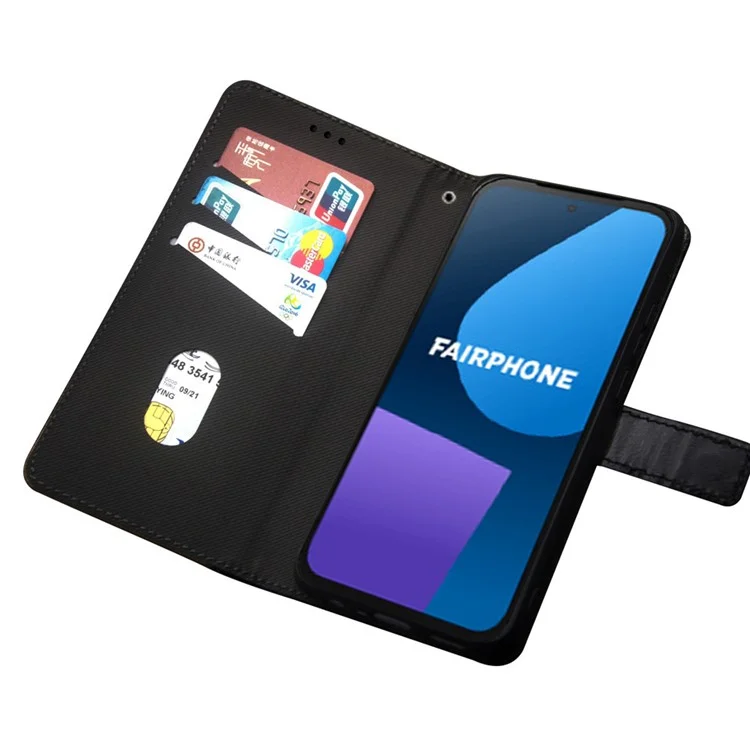 IDEWEI Für Fairphone 5 Hülle mit Kartenfach PU Leder Handyhülle - Schwarz