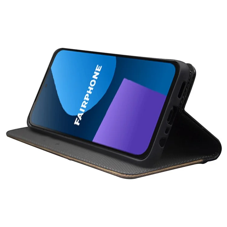 IDEWEI Für Fairphone 5 Hülle mit Kartenfach PU Leder Handyhülle - Schwarz