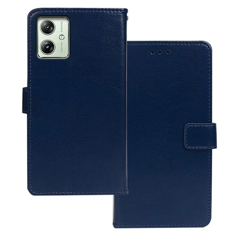 IDEWEI For Motorola Moto G54 5G Case Crazy Horse Texture Shockproof Leather Phone Cover - Blue