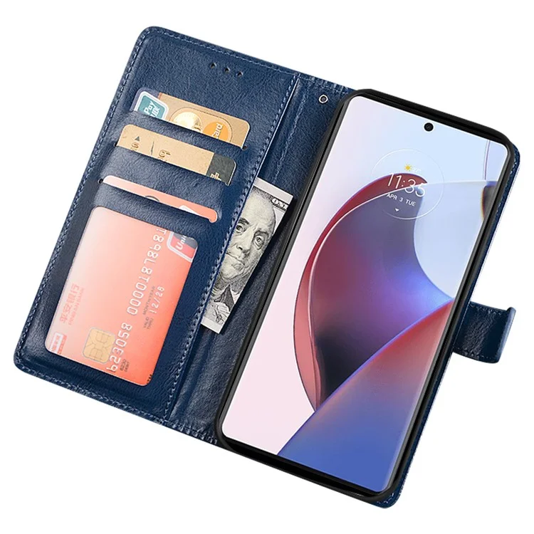 IDEWEI For Motorola Moto G54 5G Case Crazy Horse Texture Shockproof Leather Phone Cover - Blue