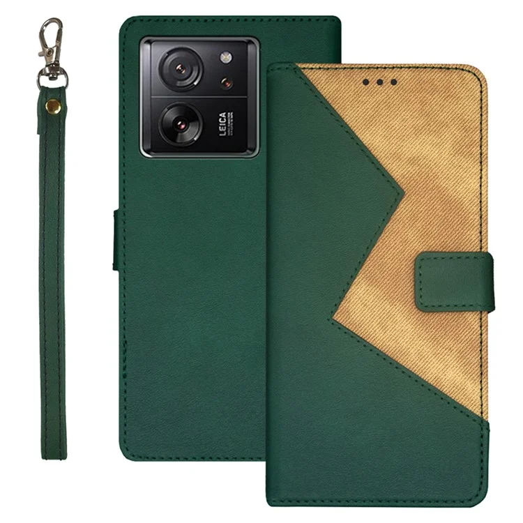 IDEWEI Para Xiaomi 13T / 13T Pro / Redmi K60 Ultra Capa Slots de Cartão Couro PU Suporte a Prova de Queda Capa de Telefone - Verde
