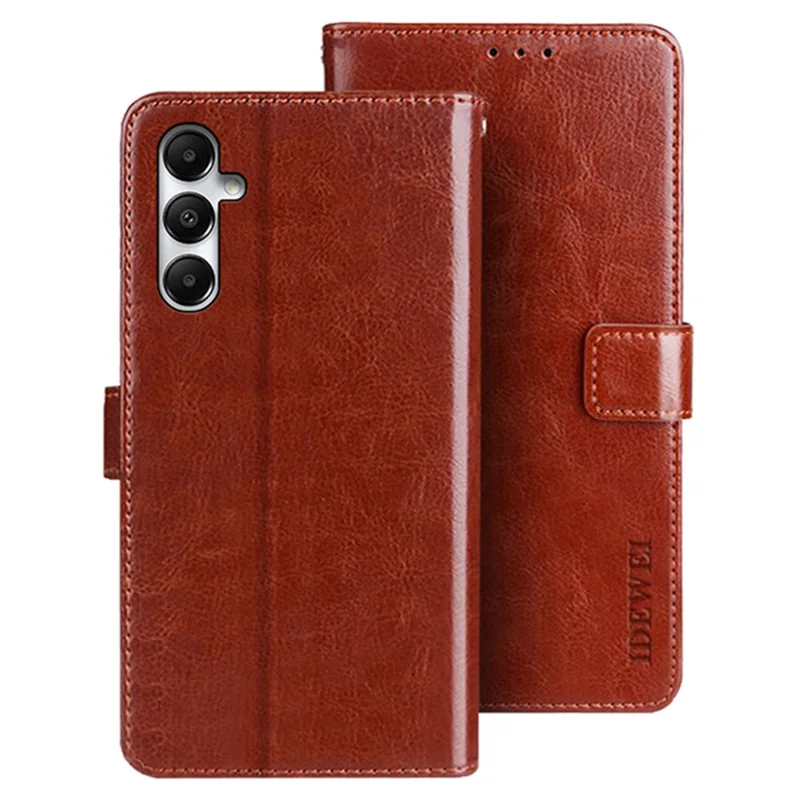 IDEWEI For Samsung Galaxy A05s 4G Leather Cover Drop-proof Phone Case with Wallet - Brown
