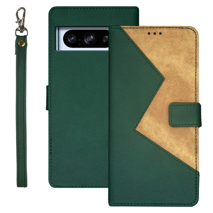IDEWEI Dustproof Phone Cover for Google Pixel 8 Pro Case Card Slots PU Leather Stand Phone Shell - Green