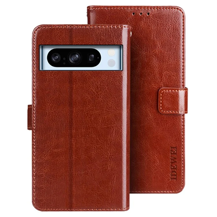 IDEWEI For Google Pixel 8 Pro Case Shockproof Leather Wallet Stand Mobile Phone Cover - Brown