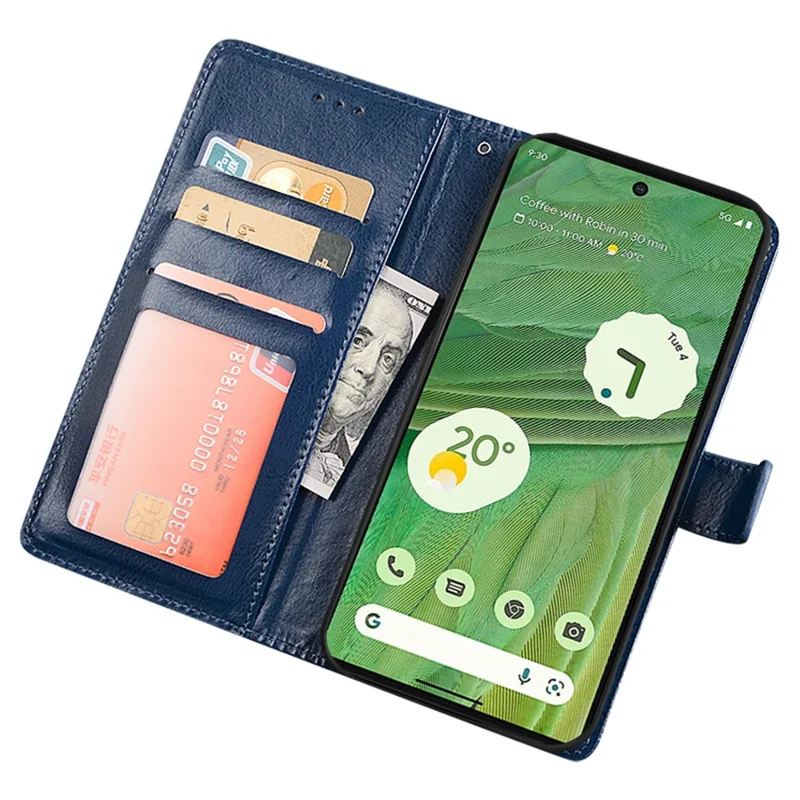 IDEWEI Shockproof Phone Cover for Google Pixel 8 Case PU Leather Wallet Phone Case - Blue