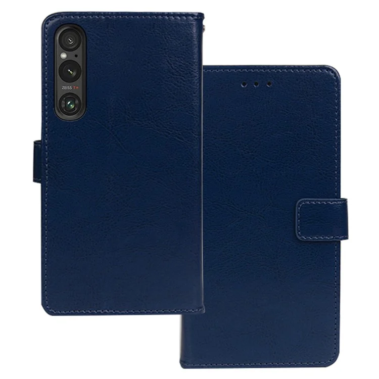 IDEWEI Phone Protector For Sony Xperia 1 V Case Wallet Stand PU Leather Phone Cover - Blue