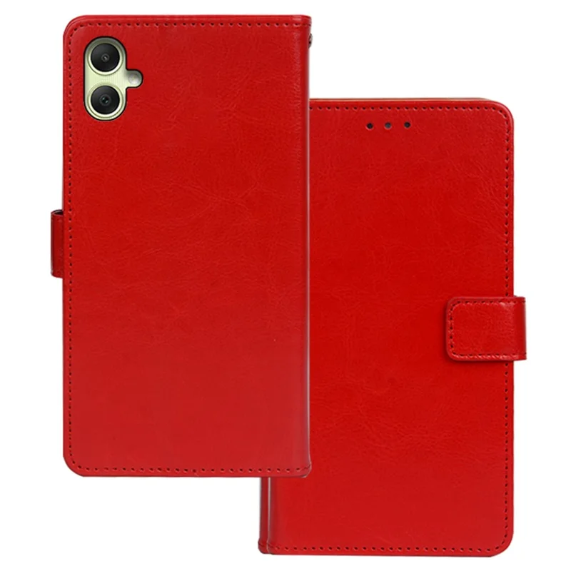 IDEWEI For Samsung Galaxy A05 4G Case PU Leather Stand Cell Phone Cover (Crazy Horse Texture) - Red