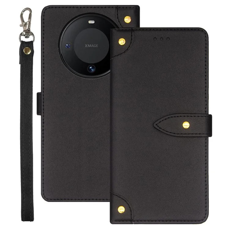 IDEWEI Para Huawei Mate 60 Funda de Piel de PU con Soporte y Soporte para Tarjetas - Negro