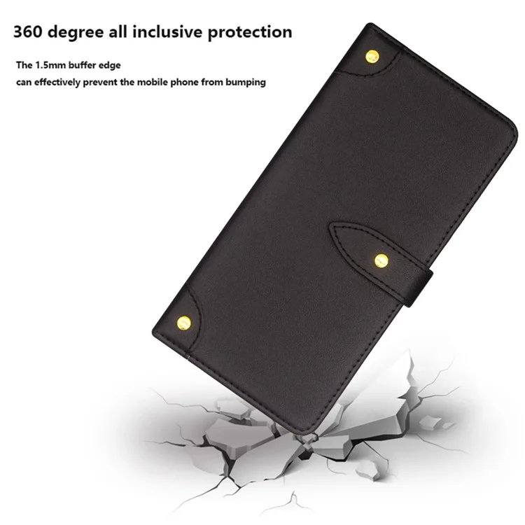 IDEWEI Para Huawei Mate 60 Funda de Piel de PU con Soporte y Soporte para Tarjetas - Negro