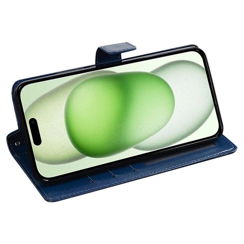 IDEWEI For iPhone 15 Case Crazy Horse Texture Leather Stand Phone Cover with Wallet - Brown