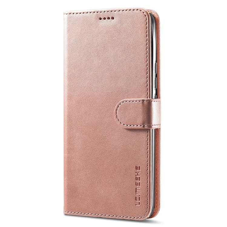 LC.IMEEKE For Realme C33 4G / C33 2023 4G Case Calf Texture PU Leather Wallet Cover - Rose Gold