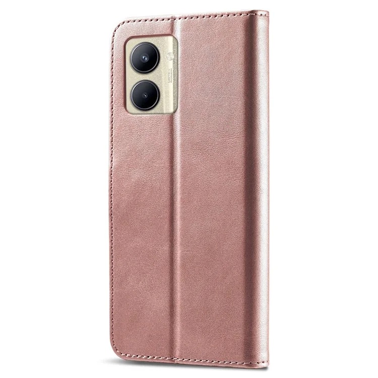 LC.IMEEKE For Realme C33 4G / C33 2023 4G Case Calf Texture PU Leather Wallet Cover - Rose Gold