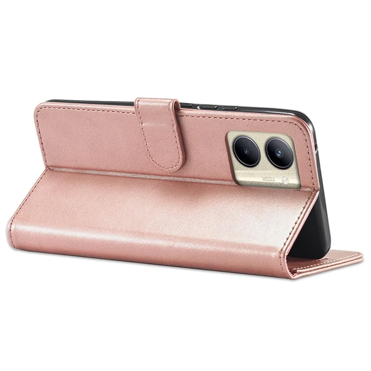 LC.IMEEKE For Realme C33 4G / C33 2023 4G Case Calf Texture PU Leather Wallet Cover - Rose Gold