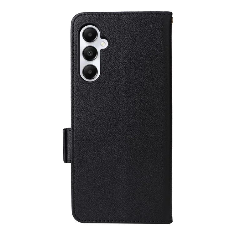 Für Samsung Galaxy A05s 4G / M14 4G Hülle Litchi-Textur Wallet Leder Handyhülle mit Trageriemen - Schwarz