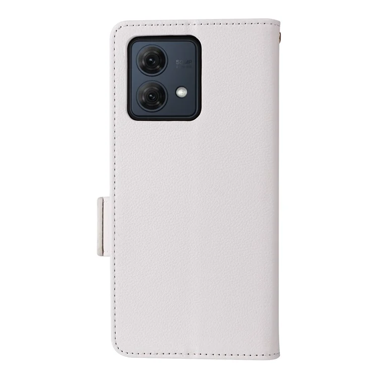 Para Motorola Moto G84 5G Case Litchi Texture Wallet Leather Phone Cover com Alça - Branco
