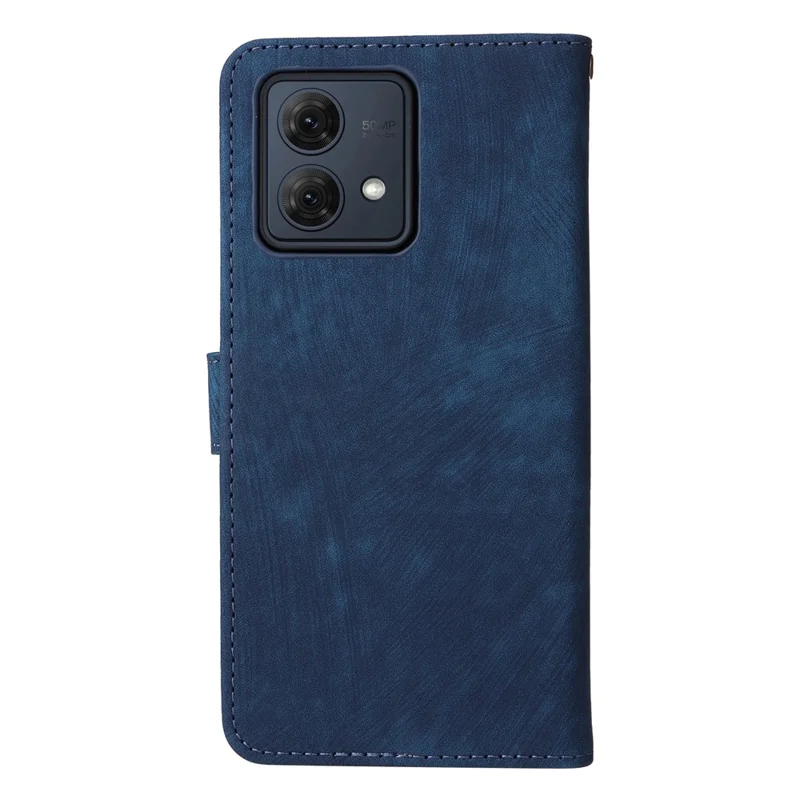 For Motorola Moto G84 5G Case RFID Blocking Wallet Anti-drop Phone Cover with Strap - Blue
