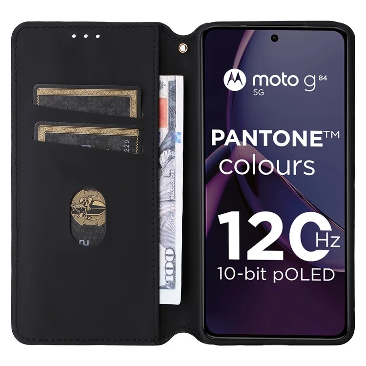 Para o Motorola Moto G84 5G Capa de Carteira de Couro com Fecho Magnético - Prata