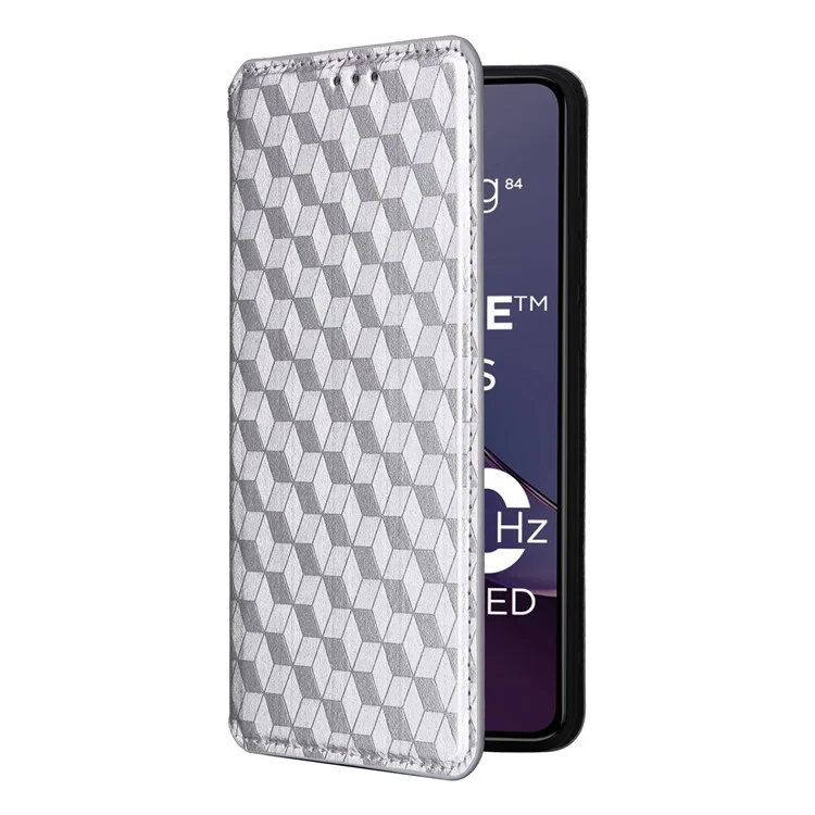 Para o Motorola Moto G84 5G Capa de Carteira de Couro com Fecho Magnético - Prata