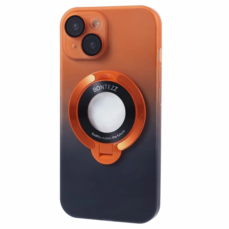 VOERO For iPhone 14 Plus Case Kickstand Hard PC Back Cover Compatible with Magsafe - Orange / Black