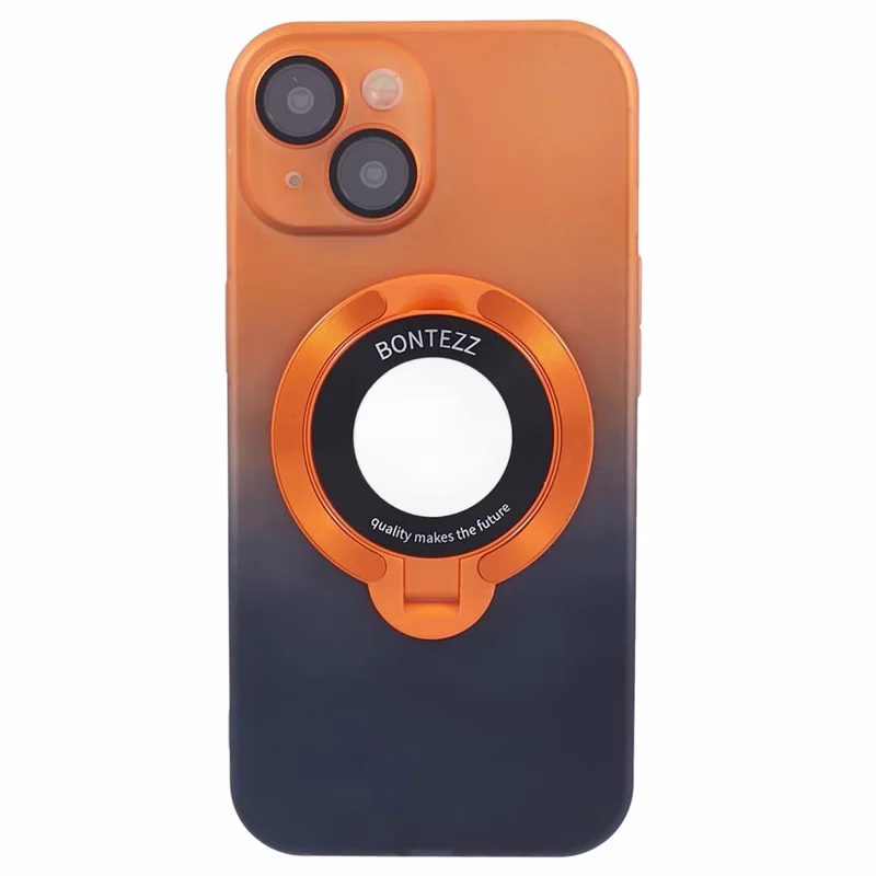 VOERO For iPhone 14 Plus Case Kickstand Hard PC Back Cover Compatible with Magsafe - Orange / Black