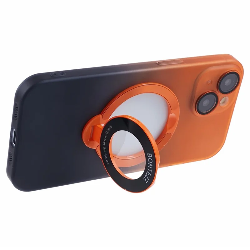 VOERO For iPhone 14 Plus Case Kickstand Hard PC Back Cover Compatible with Magsafe - Orange / Black