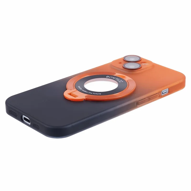 VOERO For iPhone 14 Plus Case Kickstand Hard PC Back Cover Compatible with Magsafe - Orange / Black