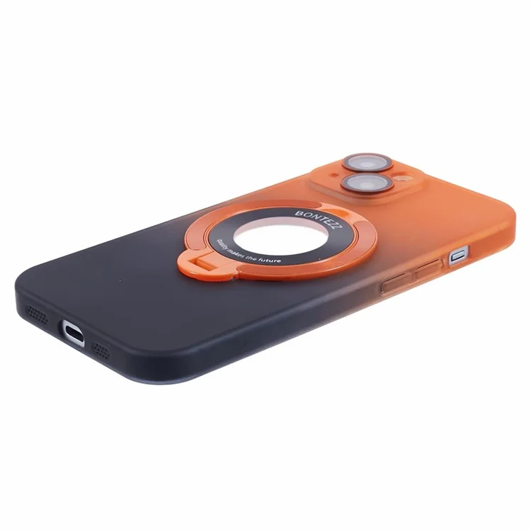 Coque VOERO pour iPhone 13 Anti-Rayures en PC avec Support - Orange / Noir